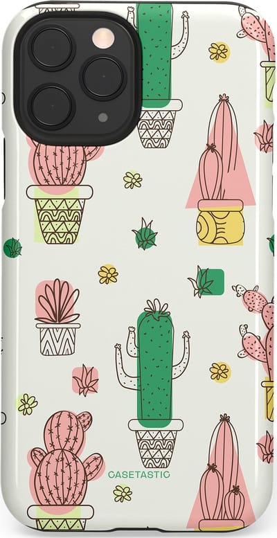 Casetastic Hoesje Geschikt voor Apple iPhone 11 Pro - Stijlvolle Beschermende Duo-layer Case - Vrolijke cactus