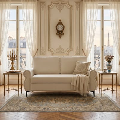 Wishdor - Bank - Ergonomische Zithoogte En Afneembare Hoezen - Modern - Voor Appartement - Stof En Metaal - Crèmewit