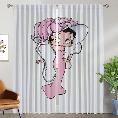 Halloween Decoratie Bettys Boops Gordijnen voor Woonkamer Gordijn Scheidingswand Huis Interieur Gordijnen 2 Stuks Tule voor Slaapkamer W50xH70cmx2pcs-CL