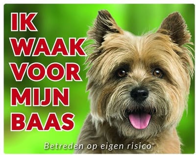 Cairn Terrier Waakbord - Ik waak voor mijn baas Blond