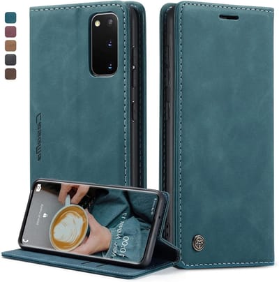 Premium Leren Telefoonhoes voor Samsung Galaxy S20 5G, Vintage Nubuck, Vouwbare Stand, Flip Case met Kaartvak en Schokbestendige Bescherming