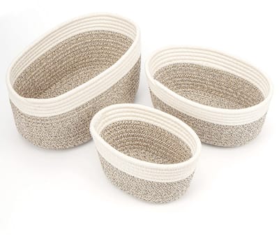 Unyqoos ® Stijlvolle Set van 3 Gevlochten Opbergmanden voor Thuis en Kinderen