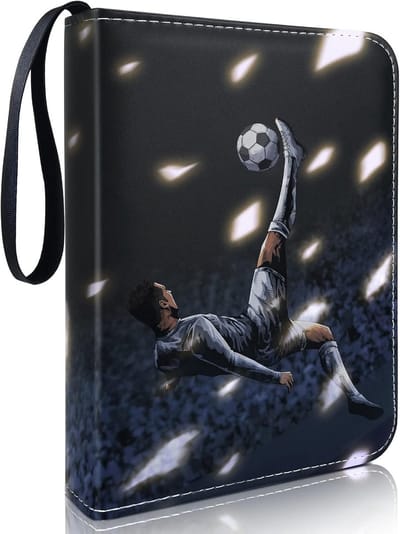 SnelShoppen - Football Card Collector Album - Trainer Album, Kaart Houder voor Voetbal, Capaciteit 400 Kaarten, Zwart, Ideaal voor Sport en Spellen