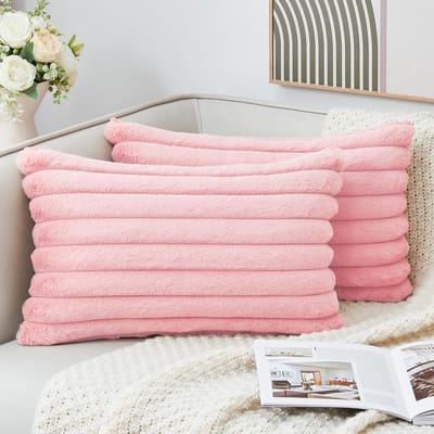 MIVRAY Kussenslopen – Fluwelen Kussensloop Set Met Zachte Pluche Voor Slaapkamer En Sofa Decoratie – 30x50 Cm – Fluweel – Roze