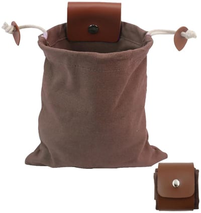 Dailygoods- Foerageerzak Waterdicht - Opvouwbare Heuptas - Canvas/Rundleer - Voor Kamperen/Reizen - Stijlvolle Verzameltas - 21,5x20 cm