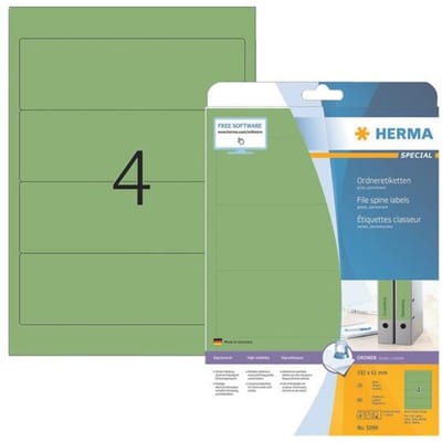 Herma ordneretiketten A4, 192 x 61 mm, permanent hechtend/bedrukbaar, 80 stuks, groen
