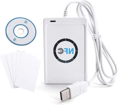 RFID Reader en NFC Writer ACR122U voor ISO 14443A/B Kaarten - Contactloze Slimme Kaartlezer met Gratis Software en USB Kabel voor Veilig Toegang en Gegevensoverdracht