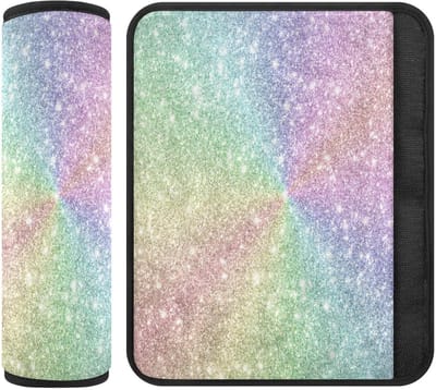 Veiligheidsgordel Kussen - Gordelbeschermer Auto - Comfortabele Rit - Regenboog Glitter - Verstelbaar - Multicolor