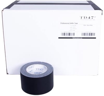 TD47 Professional Gaffa Tape 75mm x 25m Mat Zwart (Doos 18 Rollen)