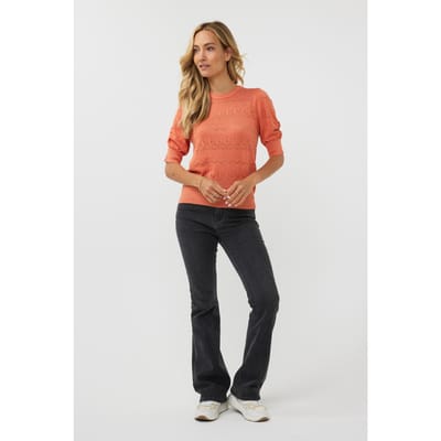 EsQualo Sweater S/slve Lurex Amber Glow Maat: S | Sweaters Outlet | Dames | Oranje