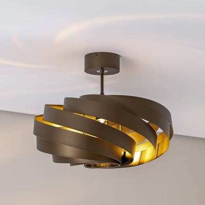 Euluna - plafondlamp - 1licht - Metaal - H: 37 cm - E27 - bruin