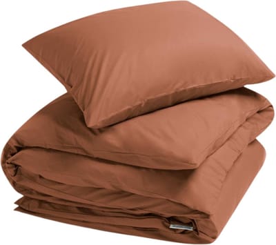 Yumeko dekbedovertrek percal katoen terracotta 140x220 + 1/60x70 - Bio, eco & fairtrade