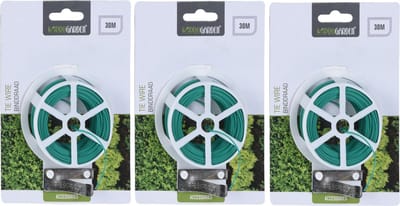 IJzerdraad / planten binddraad / staaldraad - 3x - groen - ommanteld - 30 meter - geschikt voor planten