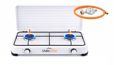 SMH LINE® Gas kooktoestel 2 pits XL - Camping kooktoestel - Gaskomfoor - Incl. Gasslang set