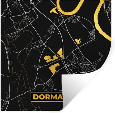 Muurstickers - Sticker Folie - Dormagen - Goud - Stadskaart - Duitsland - Kaart - Plattegrond - 100x100 cm - Plakfolie - Muurstickers Kinderkamer - Zelfklevend Behang XXL - Zelfklevend behangpapier - Stickerfolie
