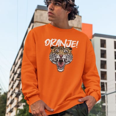 Oranje EK WK Koningsdag Trui Oranje Tiger - Maat XS - Uniseks Pasvorm - Oranje Feestkleding