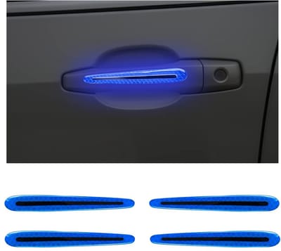 Dailygoods- Autodeurklinkbescherming - 4 Stuks - Reflecterende Stickers - Krasbescherming - Veiligheidswaarschuwing - Hoogwaardig PVC - 1,6 x 12,9 cm - Deurgreepstickers