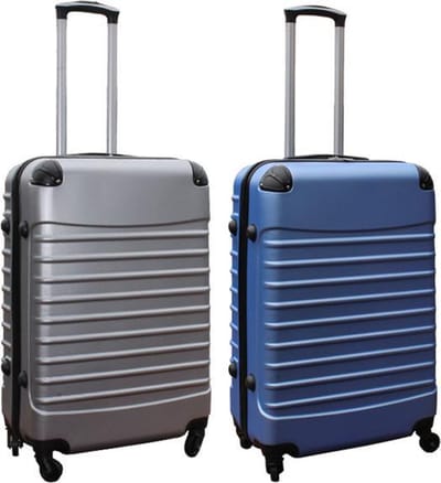 Travelerz kofferset 2 delig ABS groot - met cijferslot - 69 liter - zilver - licht blauw