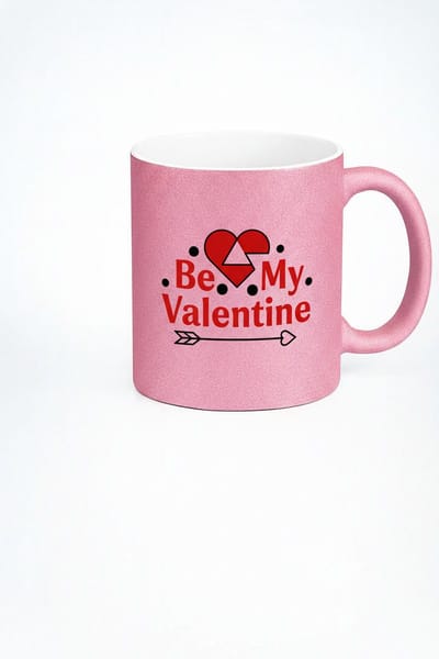 Valentijn Mok Roze Glitter 'Be My Valentine' - Cadeau Mok