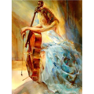 5D Diamond schilderij Cross Stitch volledige boor ronde Pauw Cello schoonheid Diamond borduurwerk Home Decor 20X30CM beige
