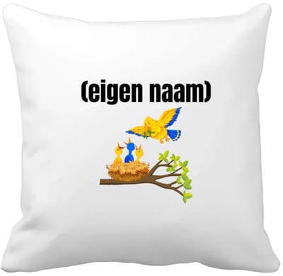 Akyol - vogels en nest met eigen naam Kussen hoes - Vogels - dieren liefhebber - iemand die houdt van vogels - verjaardag - cadeau - kado - geschenk - 40 bij 40 cm