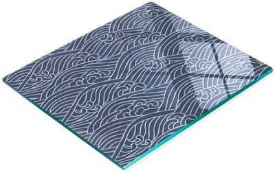 Decoratieve glazen snij- en serveerplank met golvenmotief, 60x52 cm