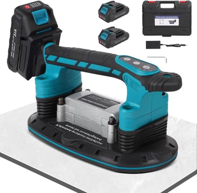 2-in-1 accu-tegelschudmachine en zuignap, 250 kg draagkracht, 30 x 16 cm zuignap, elektrische vibrator voor tegels tot 2 m, wandtegels, baksteen, nivellering