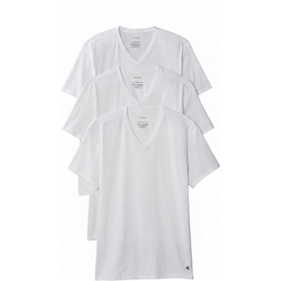 Calvin Klein T-shirt met korte mouwen en V-hals, set van 3, 100% katoen, wit, heren XS