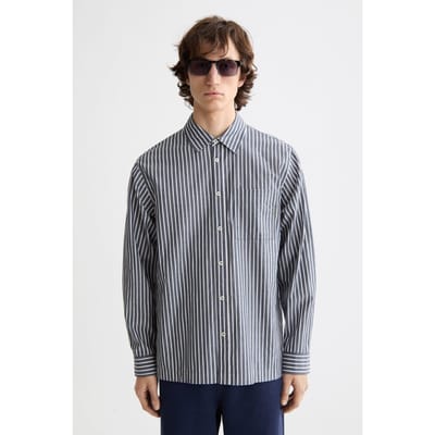 Scotch & Soda Striped Relaxed-fit Poplin Shirt Sky Captain Stripes Size: S | Casual Shirts Outlet | Heren | Blauw