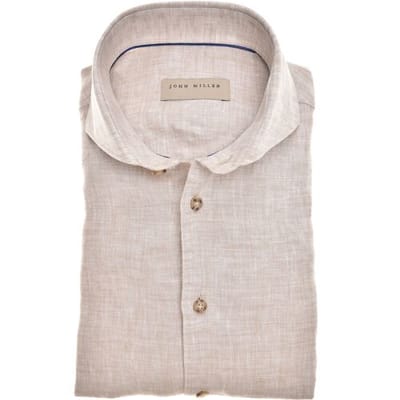 John Miller Overhemd Luxury Linen Zand / male