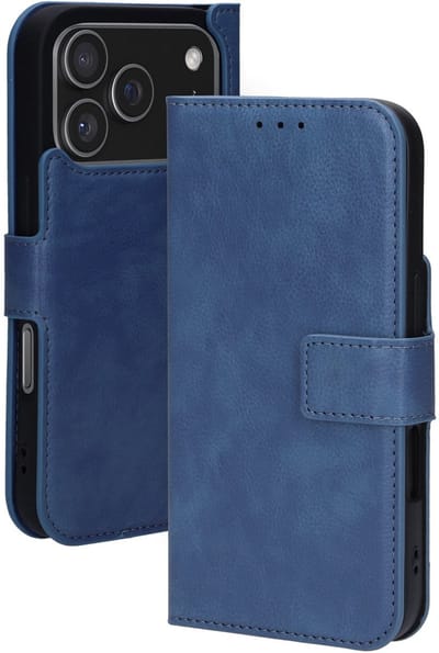 Mobiparts hoesje geschikt voor Apple iPhone 17 Pro Apple iPhone 18 Pro - Wallet/Boekhoesje - Eco Leer - Magneet Sluiting - Opberg vakken - Blauw