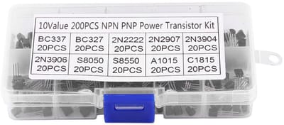 Combinatiepakketten met vermogenstransistors BC337, BC327, 2N2222, 2N2907, 2N3904 en 2N3906 (10 specificaties, 200 stuks)