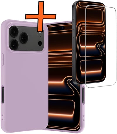 Hoes - Met Screenprotector - Geschikt voor Apple iPhone 17 Pro Max / 18 Pro Max - Sterk & Shockproof - Back Cover - Siliconen Case - Telefoon Hoes - Lila