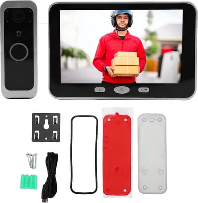 Videodeurbel met Scherm - Slimme Deurbel - Huisbeveiliging - 1080P HD Beeld - 5 Inch Scherm - Zilver