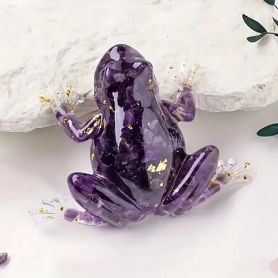 Mauropet® Paarse Kristallen Kikker – Murano Stijl – Handgemaakt Beeldje met Amethistlook – Spiritueel Dier – Kikkerdecoratie – Uniek Cadeau