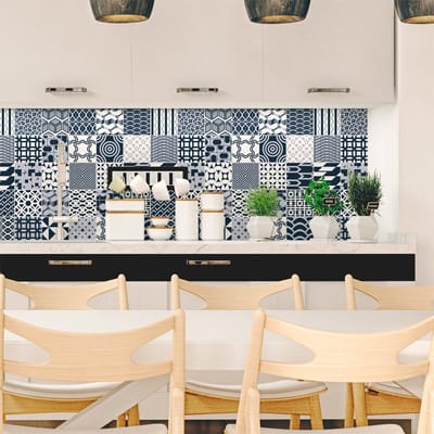 Zelfklevende tegelmuurstickers voor keuken en badkamer - 30 Scandinavische Alaska cementtegelstickers - 30 stickers 20x20cm