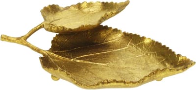 Sierschaaltje Berkenblad ant. Goudkleur 17x11x3cm