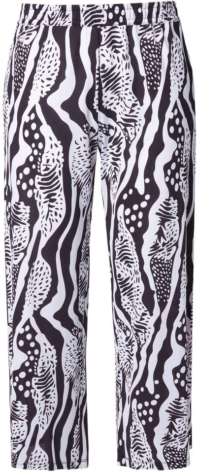 Ulla Popken - Dames - Slinky broek wijde rechte pijp elastische tailleband - Zwart - Maat 42+