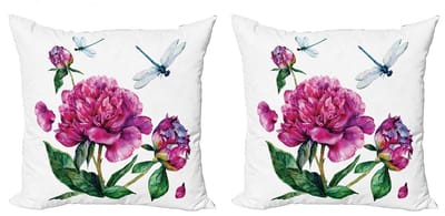 ABAKUHAUS Bloemenkussenhoezen Set – 2×40×40 cm – Dubbelzijdig – Multicolor