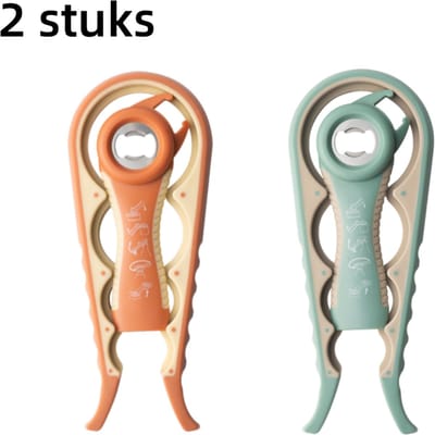 2-delige set - Blikopener - Multifunctionele blikopener - 4-in-1 antislip blikopener en schroevendraaier - Twee kleuren - 22*6,5 cm - Gekleurd