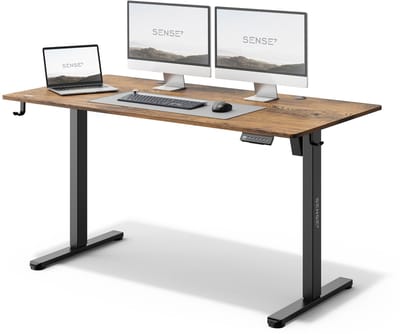 SENSE7 NOJO - Zit Sta Bureau - Elektrisch Verstelbaar - 140 x 70 cm - Computerbureau - Gamingbureau - Elektrische Hoogteverstelling - Geheugenfunctie - Hoofdtelefoonhouder - Kabelopbergsysteem - Zwart / Donkerbruin