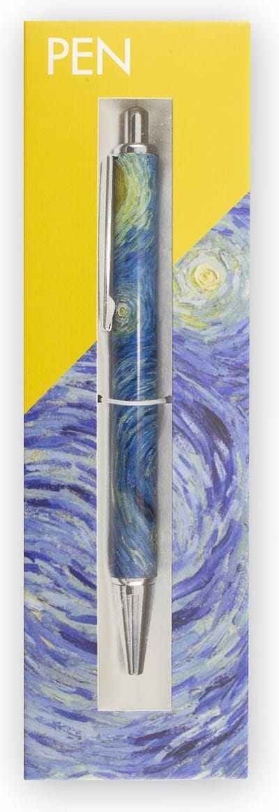 Balpen in doosje, Sterrennacht, Vincent van Gogh - Blauw/Geel
