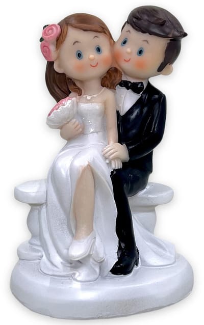 By shayne - Taartfiguur bruiloft - Taartdecoratie - Uniek bruidspaar - Zittend op bank - Cake-topper voor bruidstaart - Perfect voor trouwerij - Comi.