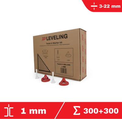 Twist-it Starter kit 1 mm - 300 schroef clips + 300 twisters - 3-22 mm tegel dikte - Tegel leveling systeem - PRO