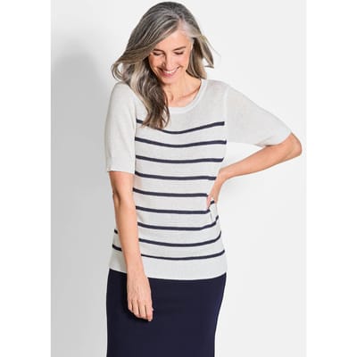Pullover - wit / marine / gestreept - Gr. 20 van Goldner Fashion