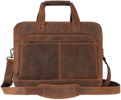 GREENBURRY business tas trolley met laptopvak Vintage Business Trolley Brown bruine 42cm