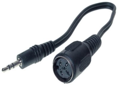 3,5mm Jack (m) - DIN 5-pins (v) hoofdtelefoon (dobbelsteen) adapter / zwart - 0,20 meter