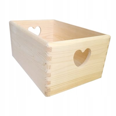 Houten Kist met Hart 30x20 cm - Decoratieve Opbergdoos
