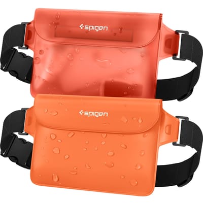 Spigen Waterdichte Heuptas IPX8 voor Kleine Smartphone Drievoudige Klittenband Grote Waterdichte A620 AMP06021 Pouch, 2-Pack, Gecertificeerd, Artikelen, Strand, Zwembad, Rivier,