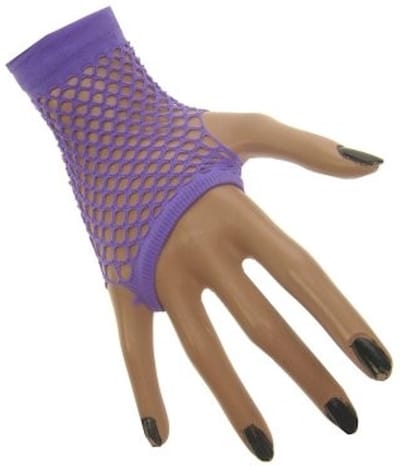 3x Paar Nethandschoen kort vingerloos fluor Paars - Carnaval Feest Verkleden Party Fluor Kleur